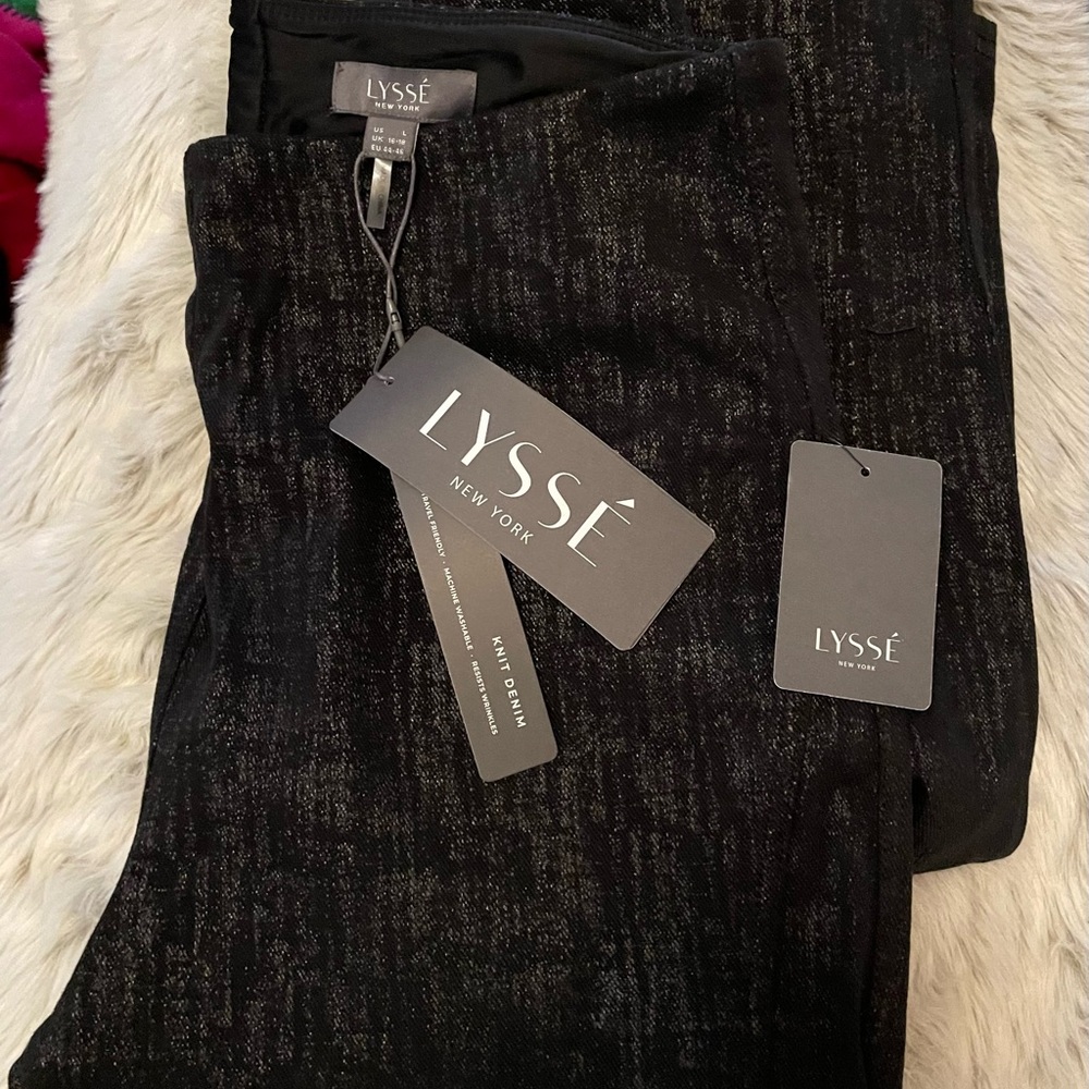 Lysee Split Hem Full Length Denim Leggings Size Large